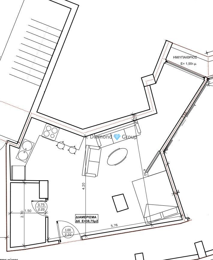 (for sale) Residential Apartment || Thessaloniki Suburbs / Sykies - 50.0sq.m, 1 B/R,10.000€